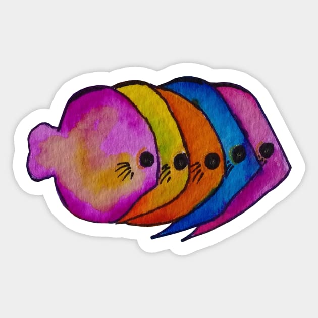 Discus fish Sticker by PaintingsbyArlette